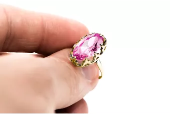 Аметист 14-кв Желтое золото Кольцо Винтаж vrc253y